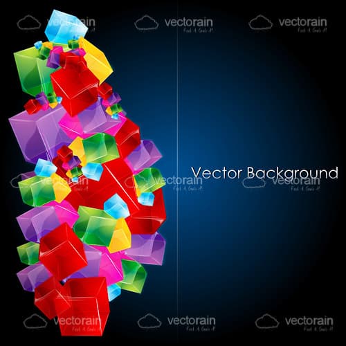 Abstract Geometric Background with Colourful Cubes and Sample Text